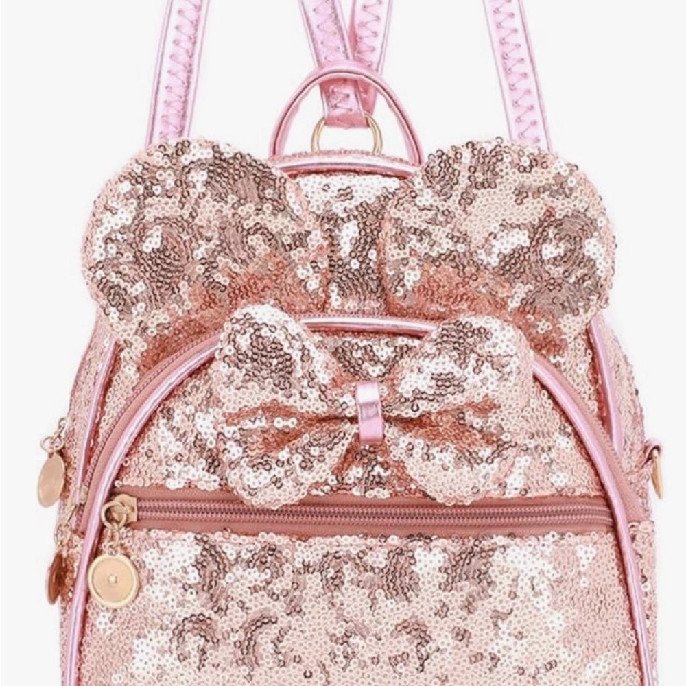 Sequin Pink Backpack with Ears and Bow